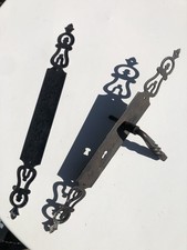 Anciennes Plaques Poignet de porte En Fer + Poignet ( Voir Photos )