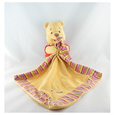 Doudou Winnie l'ourson avec mouchoir couverture rayé abeille Disney - 11418