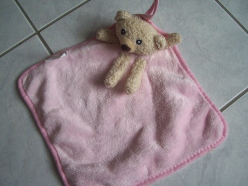 Doudou plat rose ourson