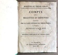 Compte des recettes […] caisse […] du trésor public — imprimerie impériale 1806.