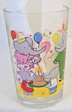 Ancien Verre à Moutarde publicitaire Babar haut 10 diam 6.5 cm