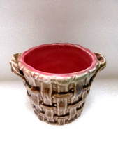 Petit pot, cache pot en barbotine " Panier "