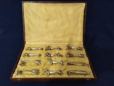 12 ANCIENS PORTE COUVERT EN ETAIN ARGENTE ZOOMORPHIQUES DLG DE BENJAMIN RABIER