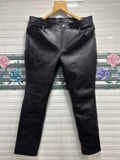 Pantalon croco noir en cuir de vache véritable pour homme pantalon moto motar...