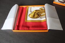 Hermès Carré Scarf Musée SCHLUMPF 1971 / Ledoux / Sage (rouge/or/argent)