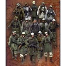 1/35 15 pièces figurines résine kit maquette hiver soldats allemands infanter...
