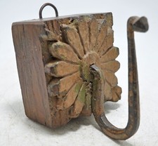 Ancien en Bois Tenture Murale Crochet Suspension Original Old Main Sculpté