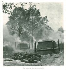 Document ancien une batterie de fours de carbonisation 1941 issu de magazine