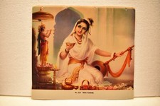 Vintage Lithographie Imprimé Mira Vishpan Hindou Calendrier Art Peinture Par (