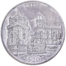 [#1116965] Liberia, 20 Dollars, 2000, Lisbon, Silver, AU