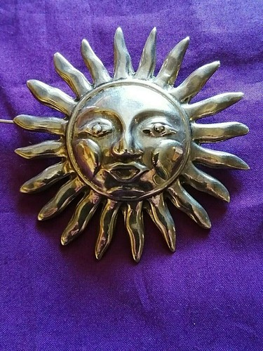 Belle broche soleil argent - broche,