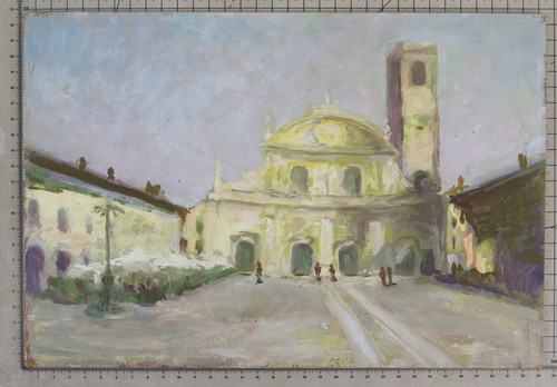 Tableau huile vue place - tableau,