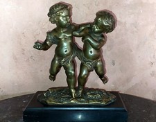 XIX ème groupe de deux angelots putti chérubins dansant en bronze 