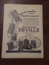 Publicité ancienne 1927 Poêle chauffage Deville  Pub 32 x 23.5 advert