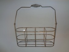 ancien panier porte bouteilles en fer forgé art populaire poignée amovible lait