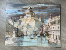 HSP Isorel signé Pierre PAGES (Né en 1933) tartarie Babylone vieille cité ?