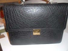 Porte documents serviette en cuir (buffle) noir 1 soufflet