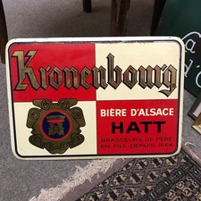 Plaque publicitaire ancienne bière KRONENBOURG Alsace  HATT  50 60 no émaillée