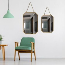 Miroir suspendu en fer avec chaîne suspendue Miroir de vanité en or pour