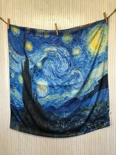Foulard Carré Viscose et Soie Décor La nuit étoilée de Vincent Van Gogh FO259