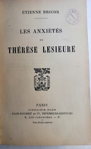 Les anxiétés thérèse - les,