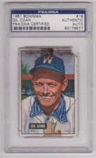 1951 Bowman #18 GIL COAN Signed Auto Washington Senators PSA/DNA