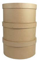 BTS907C - Un lot de 3 supports en papier brun mâché Boites à chapeaux 31x31x1...