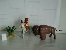 PLAYMOBIL vintage western indiens chasseur à cheval et bison set 3731 de 1988 #4