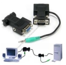 add 1/8" 3.5mm Stereo Sound Card Audio on SVGA/VGA HPDB15/HD15 Cable/Cord$SHdisc
