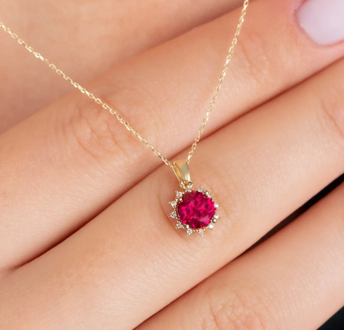 Collier plaqué rubis rouge - collier,