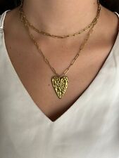 Collier Sautoir Coeur Acier Inoxydable Doré