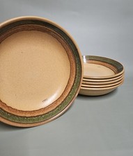 6 ASSIETTES CREUSES EN GRÈS MARQUE ESSO / VAISSELLE VINTAGE / 21 CM DE DIAMETRE 