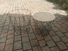 Table d'appoint panier de rangement en métal noir lot de 2