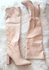 ♥*JEAN INDUSTRY* Cuissardes simili cuir abricot nude T39 TBE♥