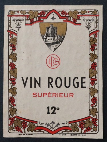 Ancienne étiquette vin rouge