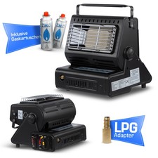 ZMC 2in1 Camping Gaz 1,3kW Cuisinière à Gaz Céramique Portable Avec Cartouches