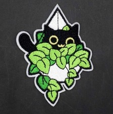 Patch Écusson Chat noir dans une plante (Réf 2b) - Thermocollant