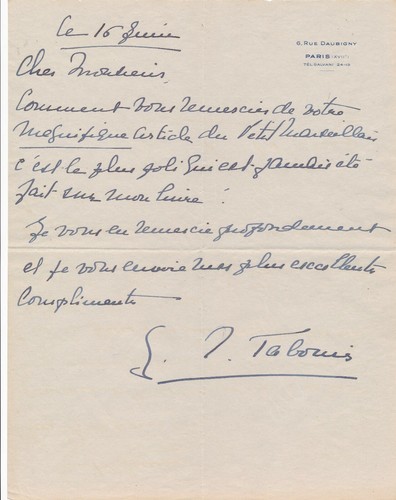Geneviève tabouis lettre - geneviève,