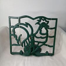 🐓Charmant Lutrin Porte Livre En Fonte Vert Motif Coq