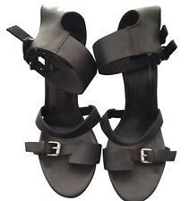 Très Beaux Escarpins Sandales Cuir Noir Maje 36 Tbe