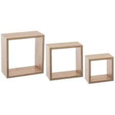 5 five simply smart Lot DE 3 ÉTAGÈRES MURALES Cube Chene  L.15xP.9xH.15cm L.2...