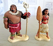 Ensemble de 2 figurines PVC Euro Disney Vaiana & Chef Tui Made in Vietnam