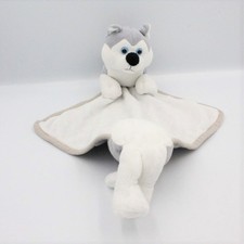 Doudou chien loup blanc gris