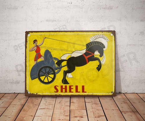 Plaque métal vintage shell - métal,