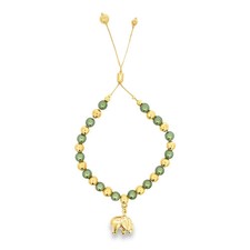 Elephant Charm Gold Green