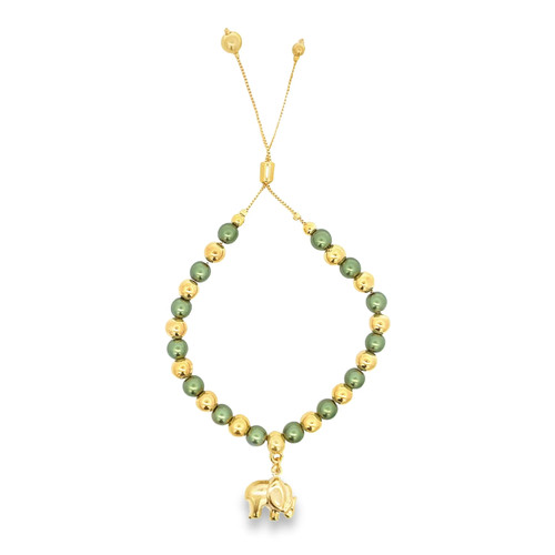 Elephant charm gold green - charm,