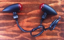 CLIGNOTANTS OBUS CABOCHON ROUGE CORPS NOIR POUR HARLEY & CUSTOM