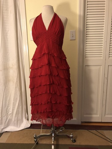 Red silk party dress size - silk, dress.