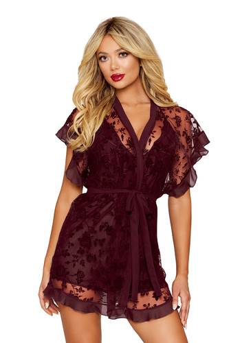 Nuisette peignoir aubergine - nuisette, &
