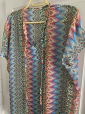 Blouse Tunique Col V Multicolore Voile Rose Vert Bleu CHERRY KOKO Taille unique